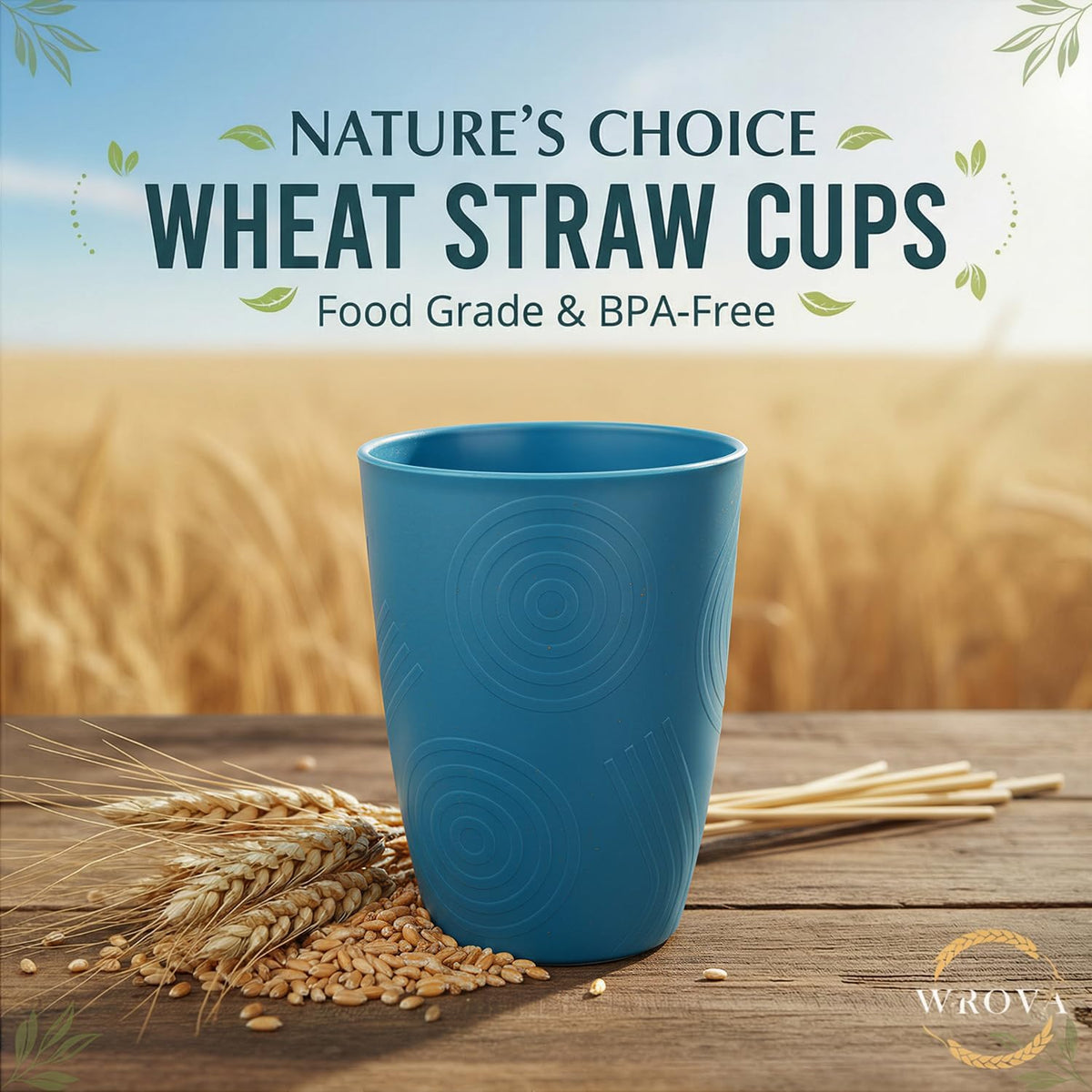 Wheat Straw Cups,12oz Plastic Cups for Kids,Drinking Glasses Set of 8