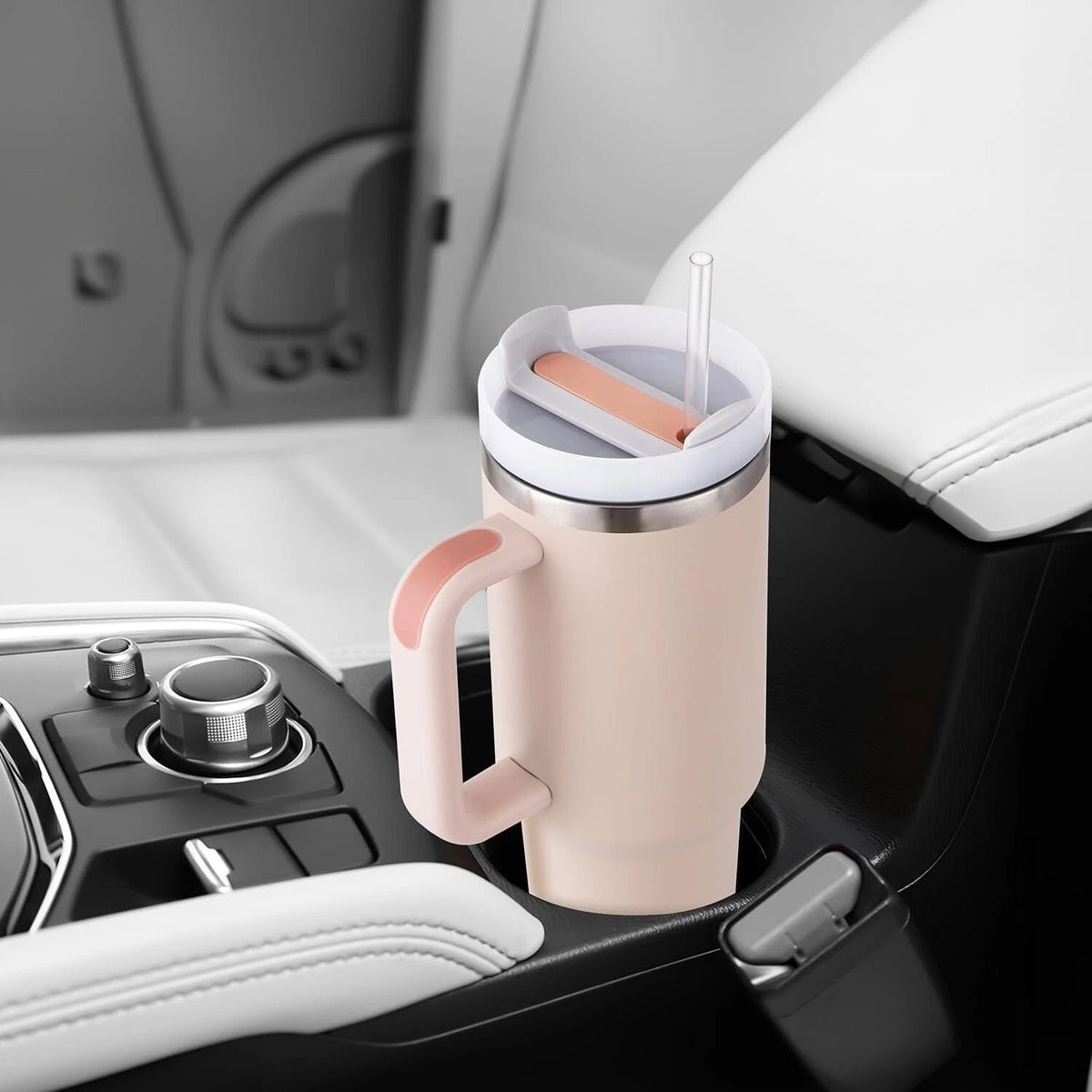 40 oz Tumbler with Handle Straw Insulated
